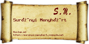 Surányi Menyhért névjegykártya